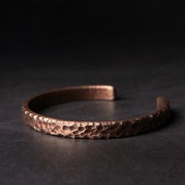 Bangle Hammered Solid Copper Metal Bracelet Rustic Vingtage Punk Unisex Cuff Viking Handmade Jewelry Gift for Men Women 230726