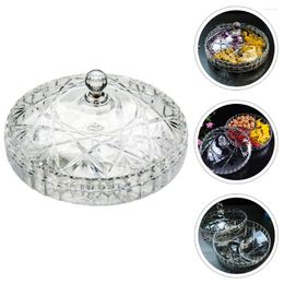 Dinnerware Sets 3-Compartment Transparent Household Lidded Acrylic Round Storage Box