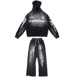 Hoodies Flare Pants Black Sports Suit Plus Size Men Womens Vintage Printed Hip Hop Sweatshirts Fleece Men's Tops 23FW 5 Styles