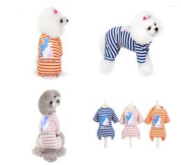 Dog Apparel Fashion Pet Jumpsuit Puppy Cat Costume Cotton Clothes Soft Pullover Shirt Strip Three Brothers