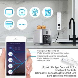 Smart Power Plugs Br Outlets Socket Wifi 10a 2500w Voice Control Timer Tuya Works With Alexa Google Home Usb Type C Smart Power Strip HKD230727