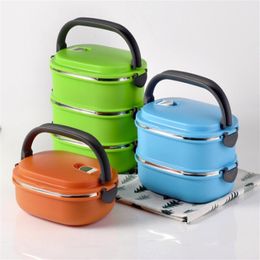 Creative insulated lunch box stainless steel Stainless steel insulated square lunch box gift preservation bowl double student lunc265o