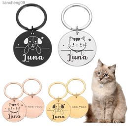 Personalized Cats Dogs ID Tags Customizable for Small and Large Pet Collar Accessories Name Phone Charm Engraved Double Sided L230620