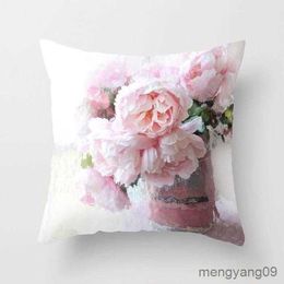 Cushion/Decorative Rose Flower Cushion Cover Nordic Style Home Wedding Decoration Sofa Bed Car case R230727