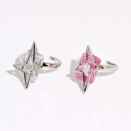 Wedding Rings Geometric hollow star pink square gem design fashion trend ring chic girls summer blogger ins finger ring 230726