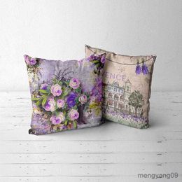 Cushion/Decorative Provence Lavender Decorative s Sofa Cushion Cover Personalized Flowers Baby Birth Gifts Throw Case R230727