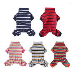 Dog Apparel High Neck Pyjamas Colourful Stripe Design Pet Jumpsuit Clothes For Small Dogs Cat 4 Legs Sleepingwea Clothing Yorkie Poodle