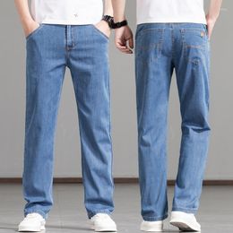 Men's Jeans Stylish Straight Summer Retro Classic Regular Trousers Light Blue Man Cowboy Pants Baggy Designer Vintage Aesthetic