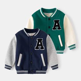Jackets Kids Boys' Plush and Thick Coat Children's Baseball Jacket Autumn Winter Handsome Baby 2 4 6 Y 230726