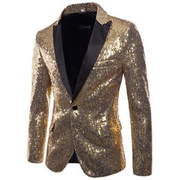 Men's Suits & Blazers Mens Suit Jacket Performance Sequin Gold Stage Wine Party Dress Host Social Top 2021 Spring Clothes280k