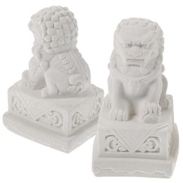 2pcs Cement Stone Lion Mini Decor Decorations for Home Mini Figurines Animal Collectible Figure Statues Pair Lion Miniature Chinese creative gift