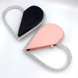 Evening Bags Diamond Red Heart Evening Clutch Women's Designer Chic RhinestoneBlack Wallet Wedding Party Sac A Main 230727