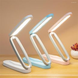 Table Lamps Lamp Folding Desk Light Adjustable Eye Protector Portable Reading Brightness Rechargeable Illumination Lantern Pink