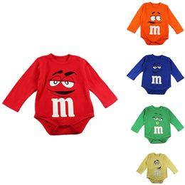 Rompers Funny born Baby Onesie Bodysuit Novelty Graphic M M Candy Face Colourful Long Sleeve Spring Autumn Infant Kids Clothes Rompers 230726