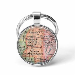 Key Rings Newest Metal Chains Handmade Vintage Poland World Map Earth Geography Chain Glass Dome Keychains For Men Women Gift Drop Del Dhfnp