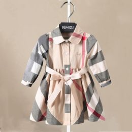 Girl's Dresses Spring Girl Fashion Plaid Cotton Long Sleeve Princess Party Dresses Kids Clothing 1-6 Years European Style A-line Dress 230726