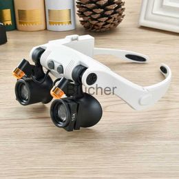 Telescopes LED Light Lamp Double Glasses Loupe Lens Glasses Magnifier Watchmaker Jewelry HeadMounted Magnifying Glass Precision Parts x0727