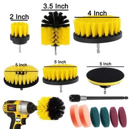 Electric Drill Brush Kit All Purpose Cleaner Auto Tyres Cleaning Tools for Tile Bathroom Kitchen Round Plastic Scrubber Brushes 21216r