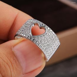 Wedding Rings Luxury Female Small Love White Zircon Ring Promise Silver Colour For Women Charm Trendy Big Heart Engagement