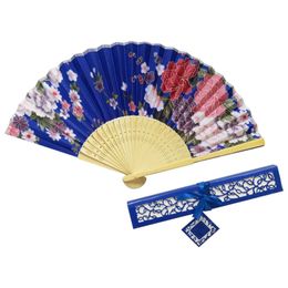Chinese Style Products Antique Folding Fan With Exquisite Cherry Coloured Cloth Fan Paper Fan Decorations Neutral Folding Hand Fans for Women Bulk