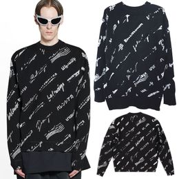 Mens mania All Over Sweater In Black And White Knit Long sleeved sweater Spring And Autumn Classic Designer Men Women Fashion Sweats Long sleeved T-shirt