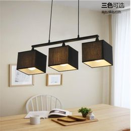 Pendant Lamps Three Combination Long Pole Lights Living Room Kitchen Dining Lamp Led American Nordic Fabric Shade Hanging Lighting