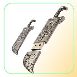 Real Capacity 16GB128GB USB 20 Metal Sword Model Flash Memory Stick Storage Thumb Pen Drive8748375