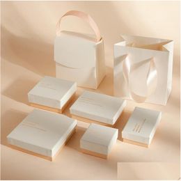 Jewelry Boxes Gift Necklace Bracelet Earrings Ring Storage Organizer Cardboard Jewellry Packaging Box Container Drop Delivery Display Ot1Gv