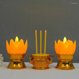 Candle Holders Lotus Lamp LED Simulation Electronic Incense Burner Swinging Candlestick