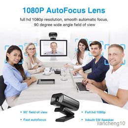Webcams 1080P Smooth Video Zoom Webcam Auto Focus For Online Video Business Meeting Video with Microphone Webcam R230728