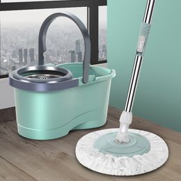 Mops Mop set thickened dual drive green mop bucket rotating metal mop household items hand washing dry and wet cleaning equipment 230728