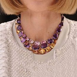 Charms Style Luxury Charm Purple Crystal Chain Necklace Women Elegant Trendy Designer Inspired Cut Collar Wholesale 230727