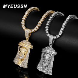 Chokers Big Size Jesus Pendant Necklace Men With 13MM Cuban Link Chain Mens Iced Out Charm Jewellery Gold Colour Chain Hip Hop Jewellery 230728