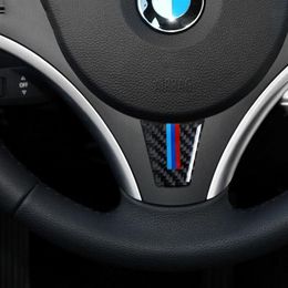 New Design Steering Wheel Carbon Fiber Car Stickers For bmw e90 e92 3 Series 2006 2007 2008 2009 2010 2011 2012 Car Styling2669