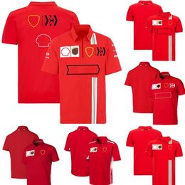 1xqf 2024 New Formula One F1 Racing Team Fans T-shirt Polo Men's Red Summer Mens Casual Breathable Shirts Fashion Lapel Plus Size Children 100cm-6xl