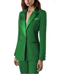 Women's Two Piece Pants Green Wedding Party Slim Fit Business Leisure Office Tailcoat Formal Evening Dress (Jacket Pants)