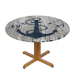 Table Cloth Modern Round Cover Stretch Tablecloths Vintage Nautical Marine Badge Home Decorative