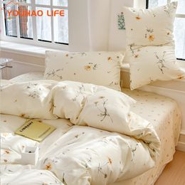 Bedding sets Duvet Cover Set 100 Cotton Soft Brushed Breathable with Zipper 2Pillowcases no Sheet Fresh Simple Floral Style 3 Pcs 230727