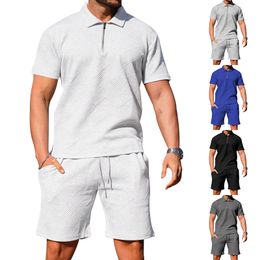 Men's Tracksuits 2023 Spring and Autumn Fashion Polo Shirt High Quality Short Sleeve Printing Outdoor Set 230727