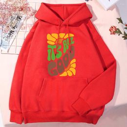 Men's Hoodies It'S All Good Sunflower Hoodie Men Classic Pocket Fleece Clothes Quality Comfortable Fashion Personality Sweatshirts