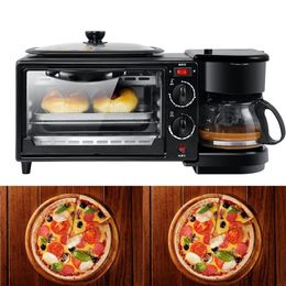 Commercial Household Electric 3 in 1 Breakfast Making Machine Multifunction Mini Drip Coffee Maker Bread Pizza Vven Frying pan Toa232d