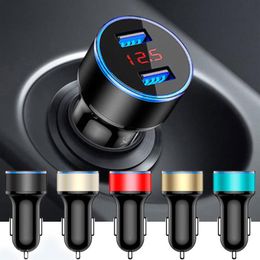 3 1A Dual USB Car Charger 2 Port LCD Display 12-24V Cigarette Lighter Socket Fast Car Charger Power Adapter215D