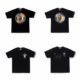 A Bathing Ape Shirt Summer New Chaopai Youth Casual Circle Letter Short Sleeve Boys' Casual Round Neck Bathing Ape T-Shirts Black