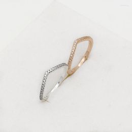 Wedding Rings Arrive Shining Wishing Bone Ring Zircon Finger For Women Gift Jewellery Gifts 2 Colour Can Choose