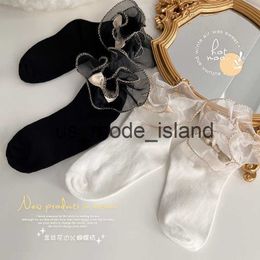 Kids Vintage Kid Girl Lolita Gold Thread Embroidery Lace Children Royal Style Bow Baby Toddler Short Anklet Sock Sox 10T x0727 x0730