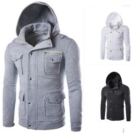 Men's Hoodies Mens Jacket Hooded Zipper Down Casual Loose Solid Front Pocket Spring Winter Warm Coat M L XL XXL