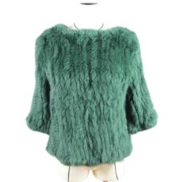 Women's Fur Faux Fur Harppihop*New hot sale women real rabbit fur knitted coat jacket vests wraps smock overall 11 Colours black beige HKD230727