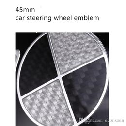 Carbon Fibre Black White Car Badges Steering Wheel Emblem Sticker 45mm For 1 3 5 7 X1 X3 X5 X6285h