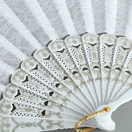 Chinese Style Products Fashion Wedding White Lace Folding Fan Wedding Party Home Decorative Fan Ancient Bride Hand Fan Decoration