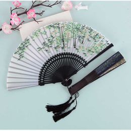 Chinese Style Products Girls Fresh Bamboo Printed Ancient Folding Fan Retro Ethnic Hand Fan Dancing Props Chinese Style Craft Gift